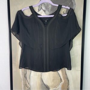 Guess Cherelle Cold Shoulder Tiered Ruffle Blouse